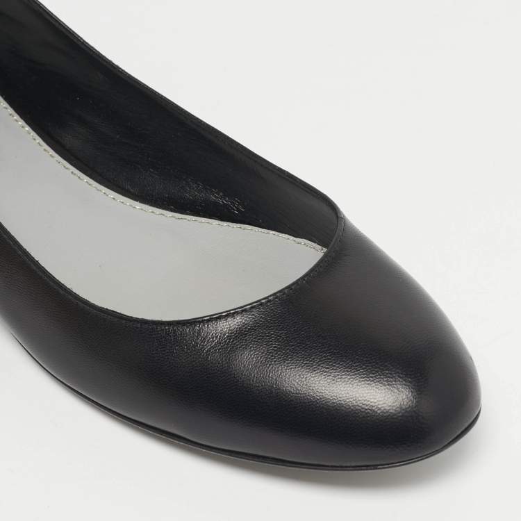 Pre Owned Sergio Rossi Black Suede Round Toe Ballet Flats Size 37