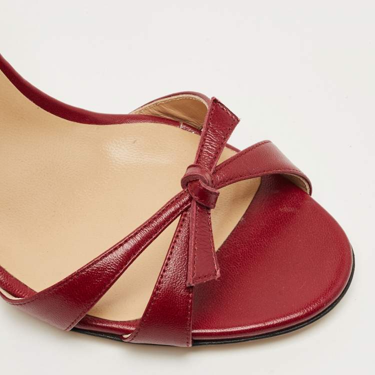 Pre Owned Sergio Rossi Burgundy Leather Ankle Strap Sandals Size 40