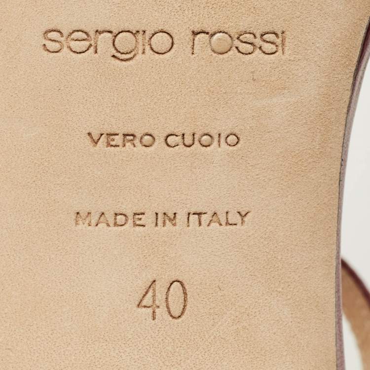 Pre Owned Sergio Rossi Burgundy Leather Ankle Strap Sandals Size 40