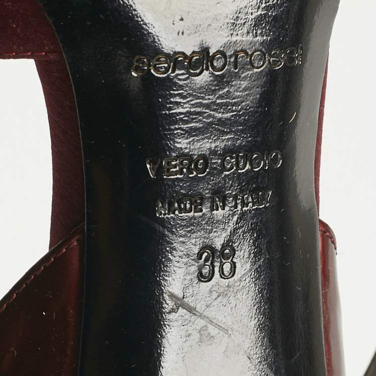 Pre Owned Sergio Rossi Burgundy Patent Leather and Satin Crisscross Platform Pumps Size 38