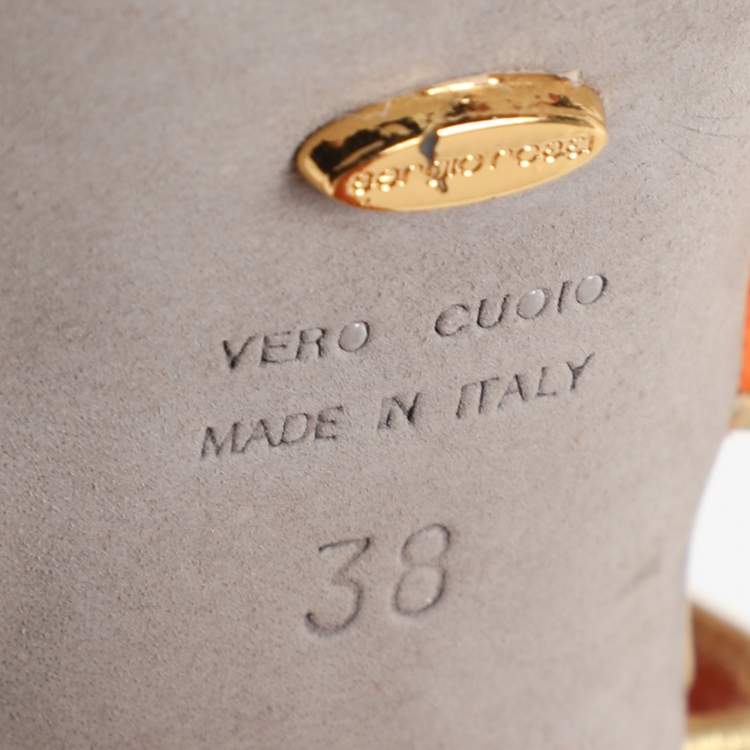 Pre Owned Sergio Rossi Orange Suede Strappy Slingback Sandals Size 38