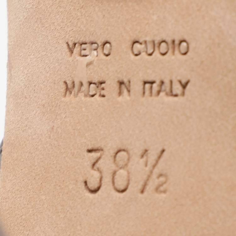 Pre Owned Sergio Rossi Beige Leather and Suede Ankle Strap Sandals Size 38.5