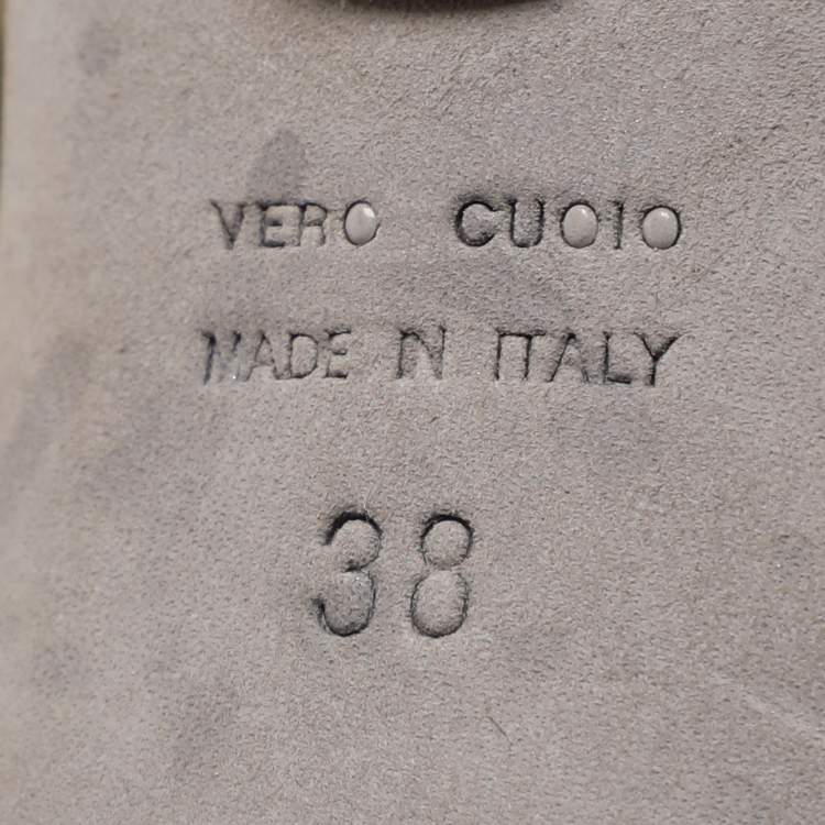 Pre Owned Sergio Rossi Green Suede Ankle Strap Sandals Size 38