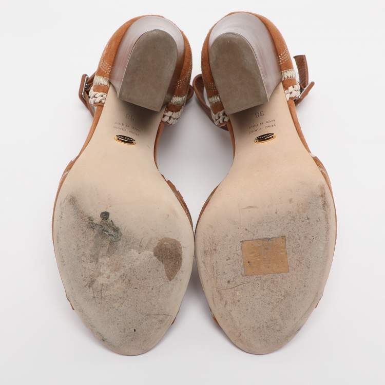 Pre Owned Sergio Rossi Brown Suede Ankle Strap Sandals Size 38