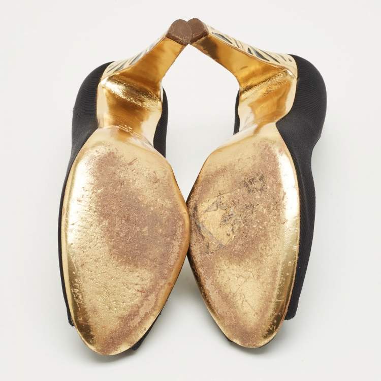 مملوكة مسبقًا Sergio Rossi Black Fabric Peep Toe Pumps Size 41