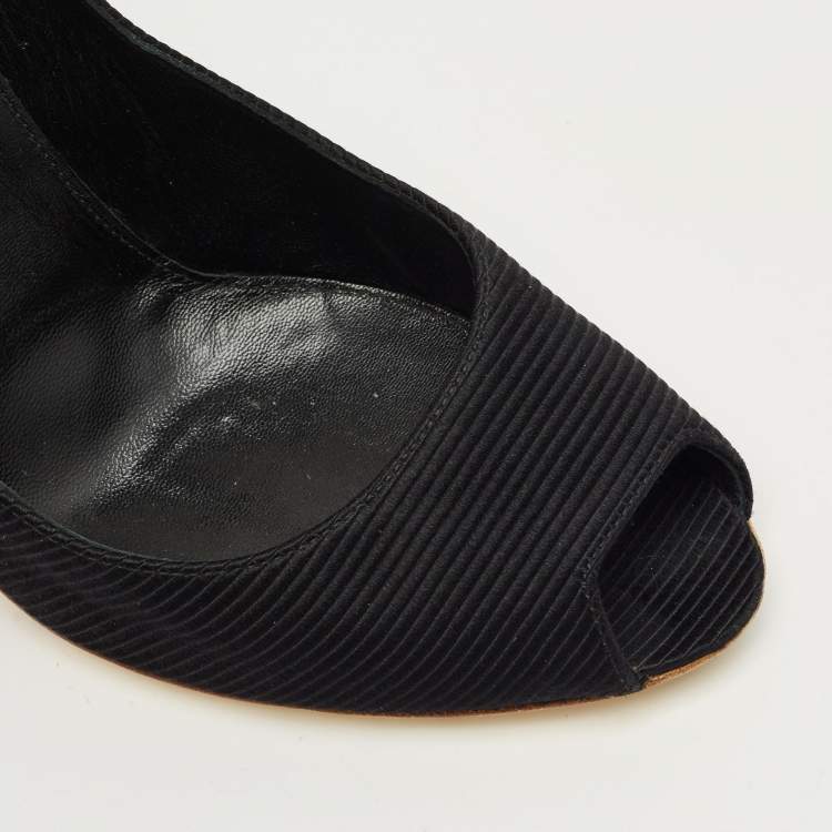 مملوكة مسبقًا Sergio Rossi Black Fabric Peep Toe Pumps Size 41