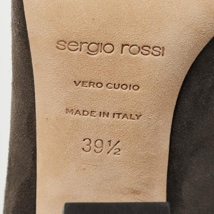Pre Owned Sergio Rossi Grey Suede Block Heel Pumps Size 39.5