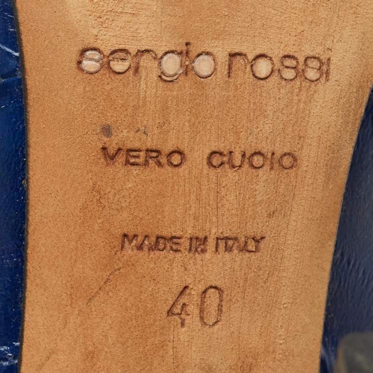 Pre Owned Sergio Rossi Blue  Eel Leather Round Toe Pumps Size 40