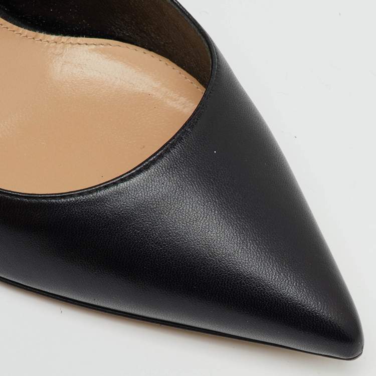 Pre Owned Sergio Rossi Black Leather Pointed Toe Block Heel Pumps Size 41