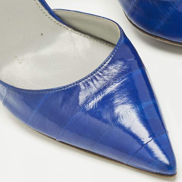 Pre Owned Sergio Rossi Blue Eel Leather D'orsay Pumps Size 38
