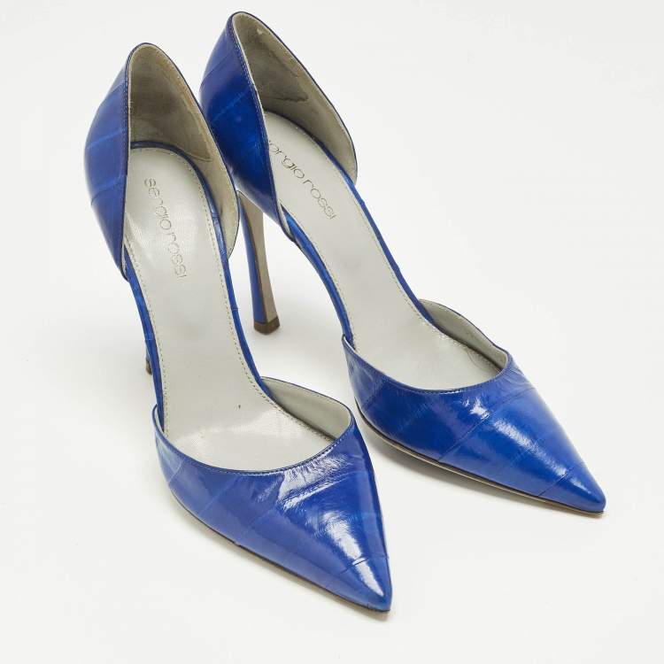 Pre Owned Sergio Rossi Blue Eel Leather D'orsay Pumps Size 38