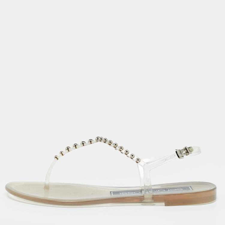 مملوكة مسبقًا Sergio Rossi Size 41 Transparent PVC Ankle Strap Sandals