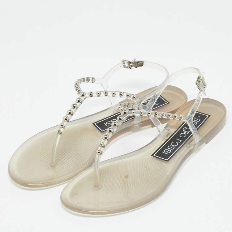 مملوكة مسبقًا Sergio Rossi Size 41 Transparent PVC Ankle Strap Sandals