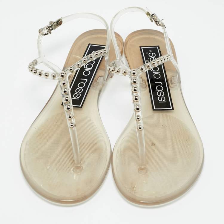 مملوكة مسبقًا Sergio Rossi Size 41 Transparent PVC Ankle Strap Sandals