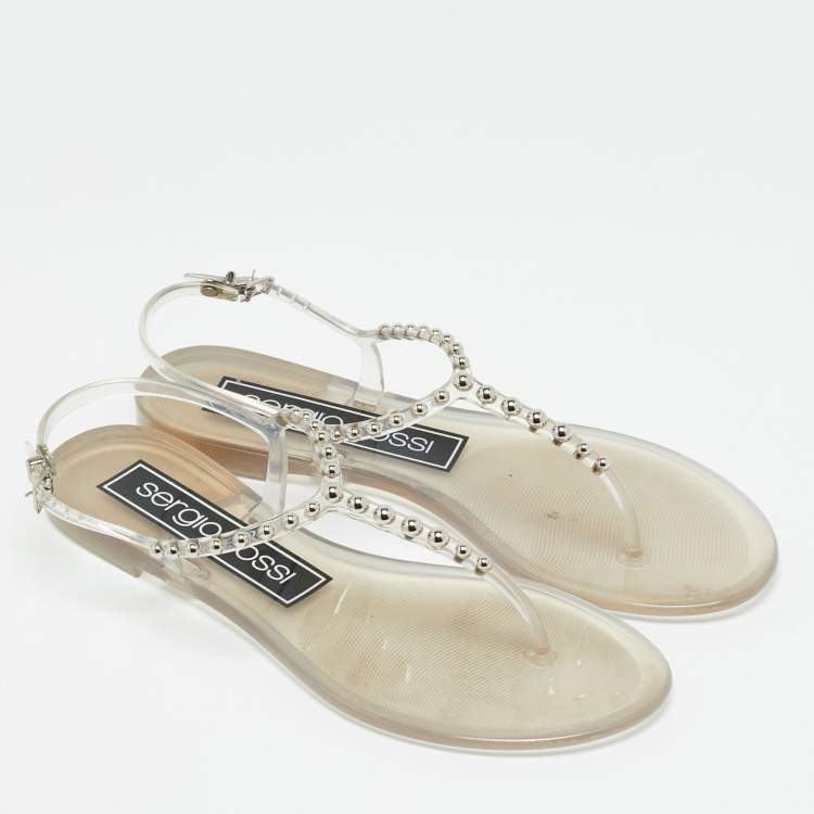 مملوكة مسبقًا Sergio Rossi Size 41 Transparent PVC Ankle Strap Sandals