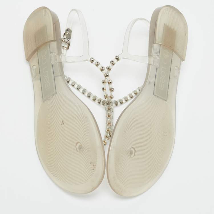 مملوكة مسبقًا Sergio Rossi Size 41 Transparent PVC Ankle Strap Sandals