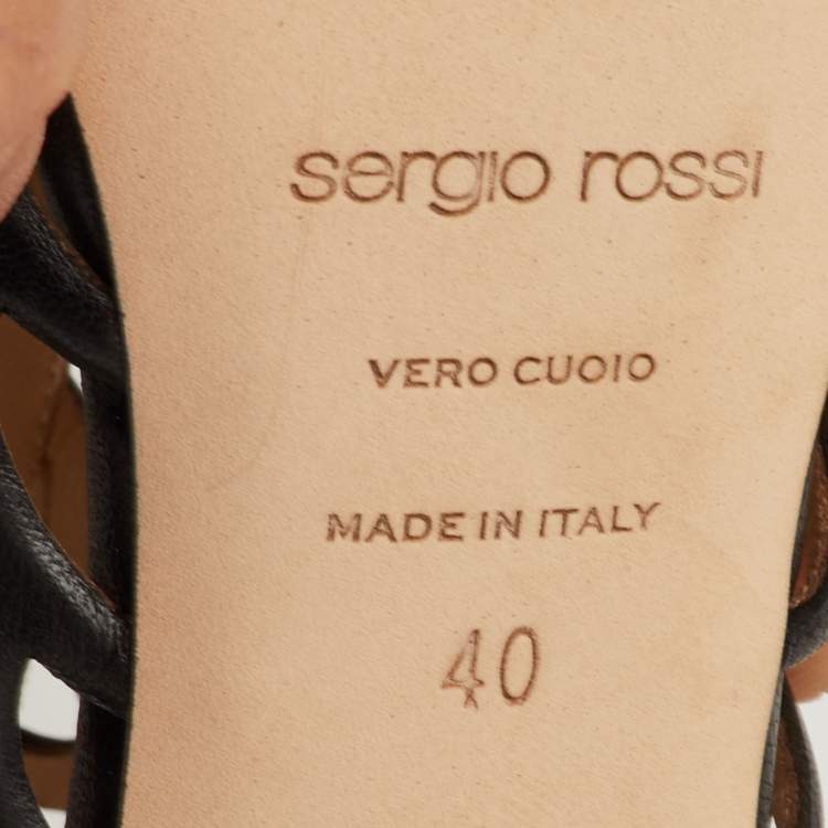 مملوكة مسبقًا Sergio Rossi Size 40 Black Leather Cut Out Lace Up Ankle Booties