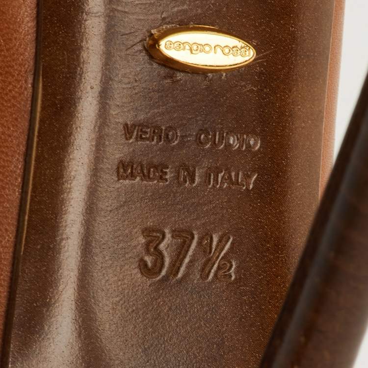 Pre Owned Sergio Rossi Size 37.5 Brown Leather Peep Toe Pumps