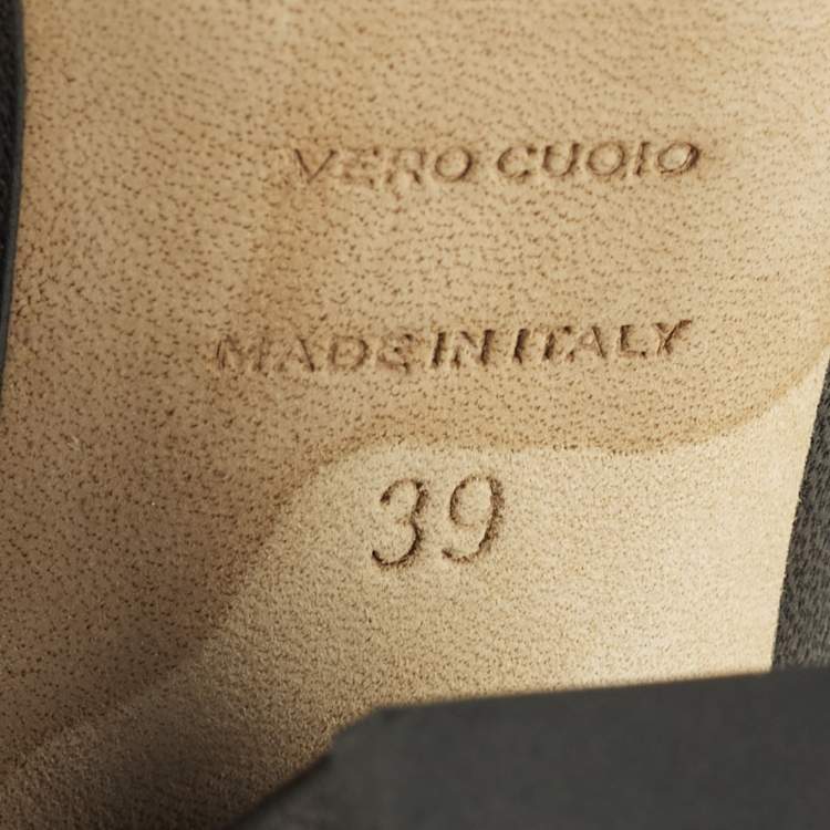 Pre Owned Sergio Rossi Size 39 Black Leather Block Heel Ankle Length Boots