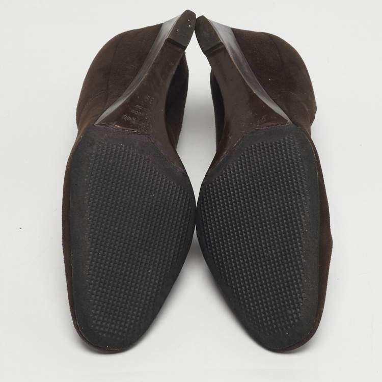 Pre Owned Sergio Rossi Size 39 Brown Suede Wedge Pumps