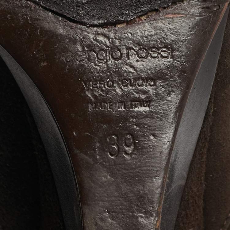 Pre Owned Sergio Rossi Size 39 Brown Suede Wedge Pumps