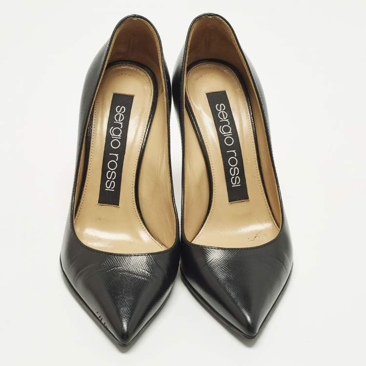 Pre Owned Sergio Rossi Godiva Size 35.5 Black Saffiano Leather Pumps