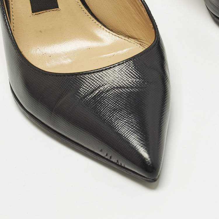 Pre Owned Sergio Rossi Godiva Size 35.5 Black Saffiano Leather Pumps