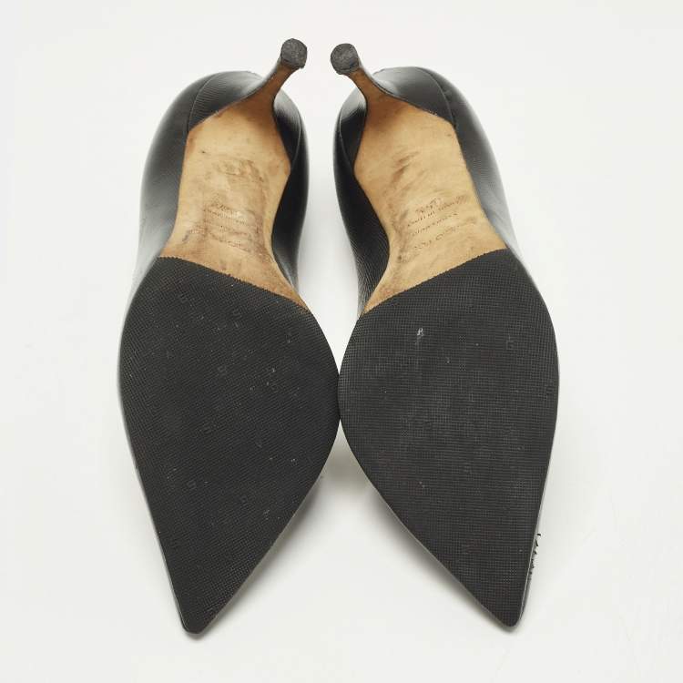 Pre Owned Sergio Rossi Godiva Size 35.5 Black Saffiano Leather Pumps