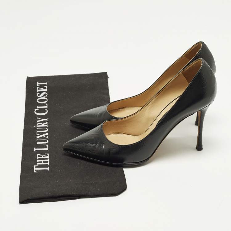 Pre Owned Sergio Rossi Godiva Size 35.5 Black Saffiano Leather Pumps