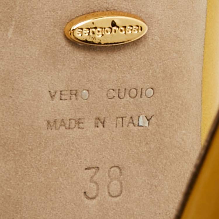 Pre Owned Sergio Rossi Size 38 Gold Leather Platform Pumps