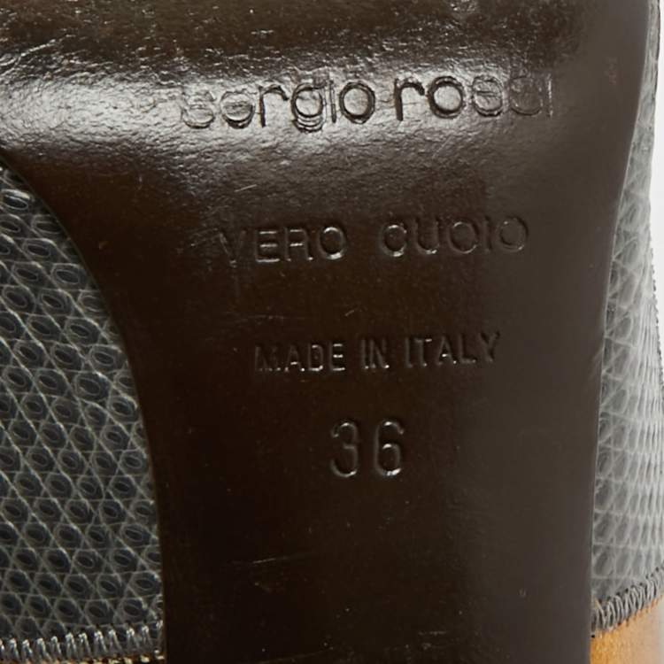 Pre Owned Sergio Rossi Size 36 Multicolor Leather and Lizard Embossed Leather Pumps