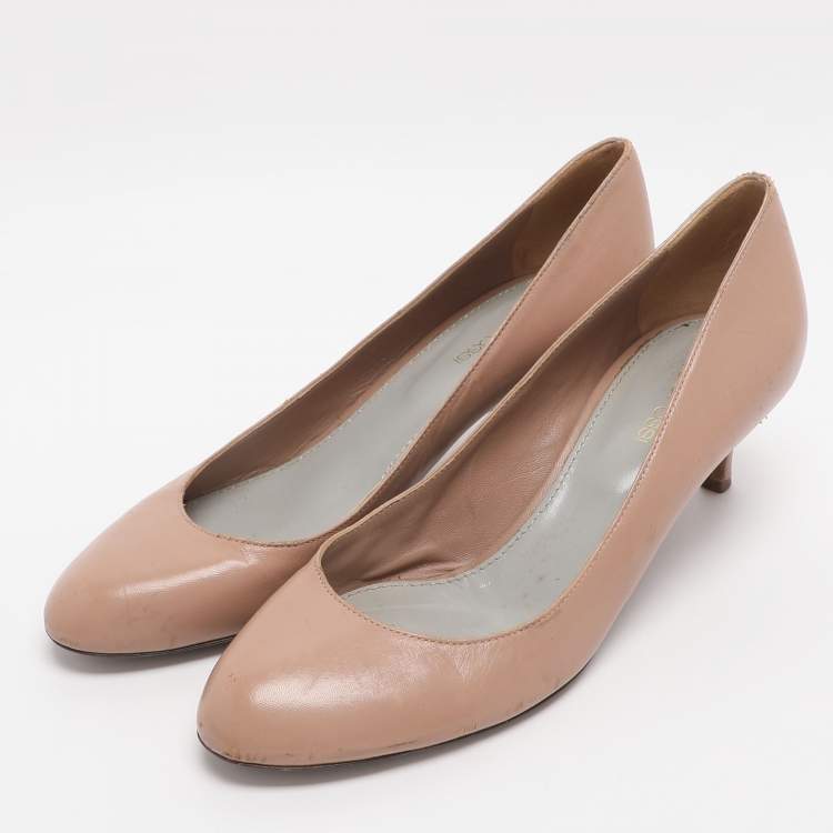 Pre Owned Sergio Rossi Size 38 Beige Leather Round Toe Pumps