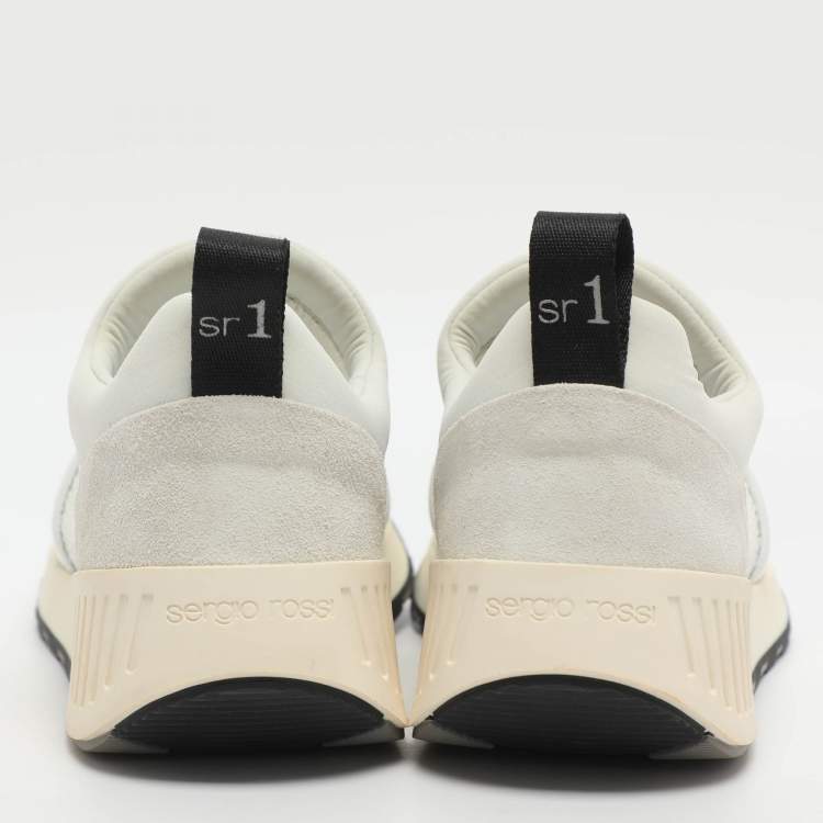 Pre Owned Sergio Rossi SR1 Size 37 White Leather, Mesh and Suede Low Top Sneakers