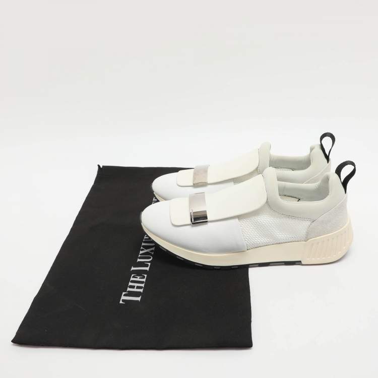 Pre Owned Sergio Rossi SR1 Size 37 White Leather, Mesh and Suede Low Top Sneakers