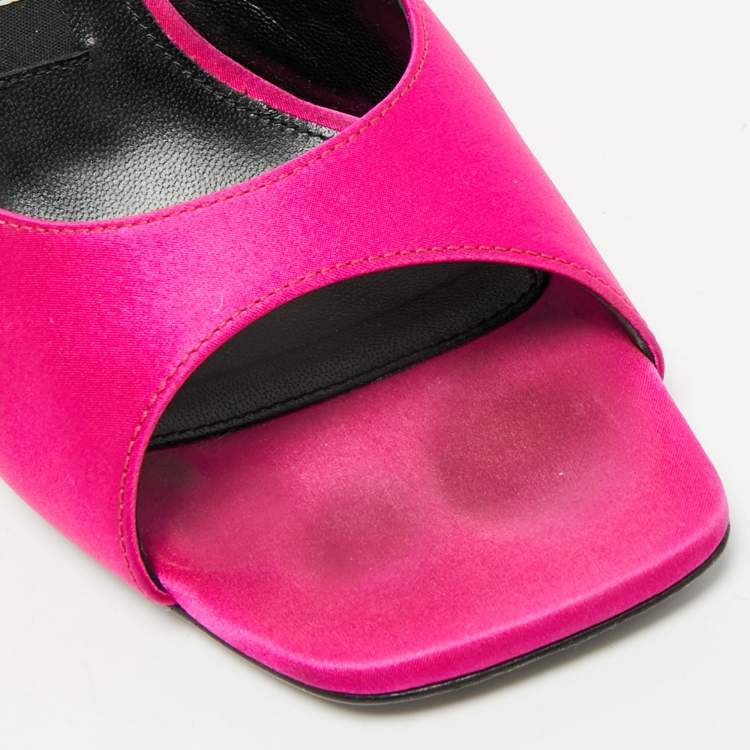 Pre Owned Sergio Rossi Sabot Size 37 Pink Satin Slide Sandals