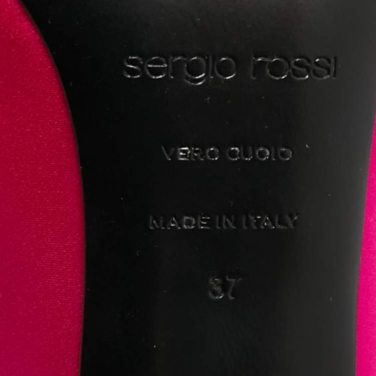 Pre Owned Sergio Rossi Sabot Size 37 Pink Satin Slide Sandals