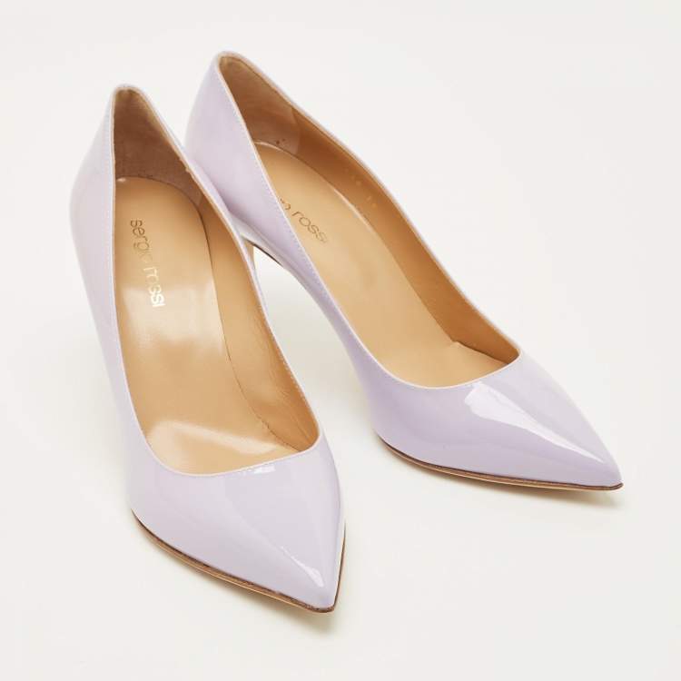 مملوكة مسبقًا Sergio Rossi Size 38 Lilac Purple Patent Leather Pointed Toe Pumps