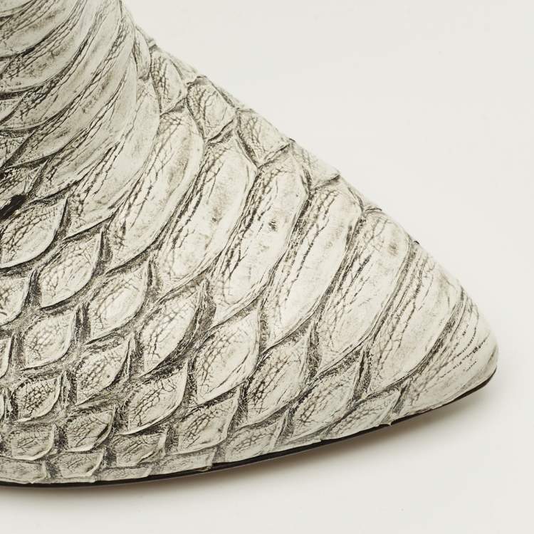 Pre Owned Sergio Rossi Size 39 Grey Python Leather Knee Length Boots