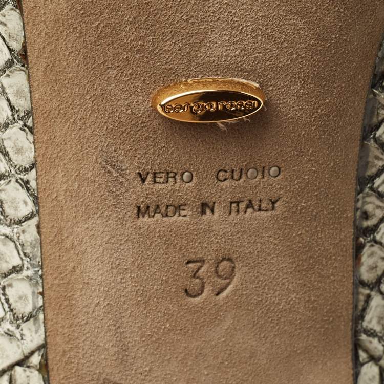 Pre Owned Sergio Rossi Size 39 Grey Python Leather Knee Length Boots