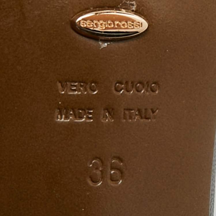 Pre Owned Sergio Rossi Size 36 Black Leather Double Buckle Ankle Strap Sandals