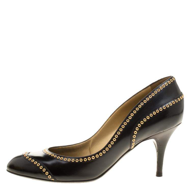 Pre Owned Sergio Rossi Black Leather Pumps Size 40