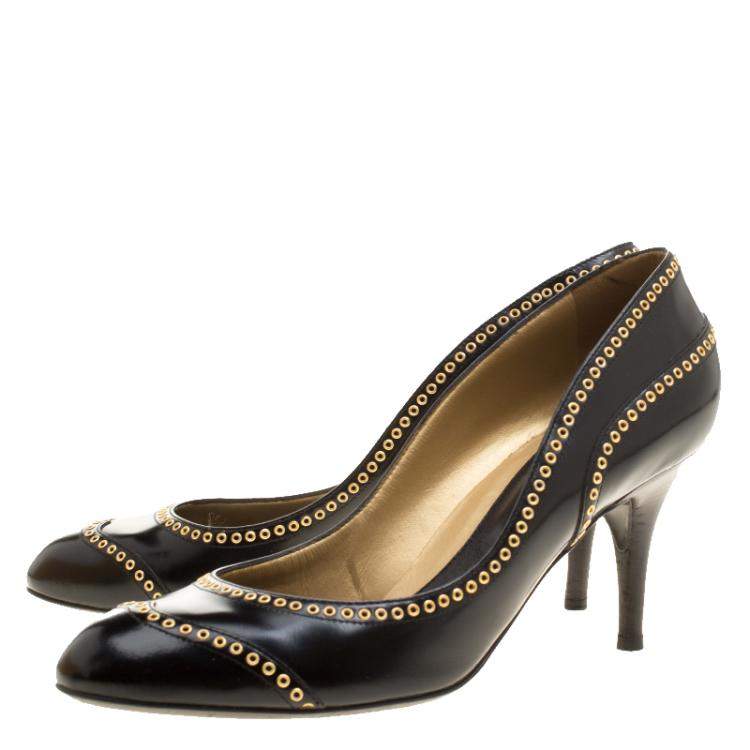 Pre Owned Sergio Rossi Black Leather Pumps Size 40