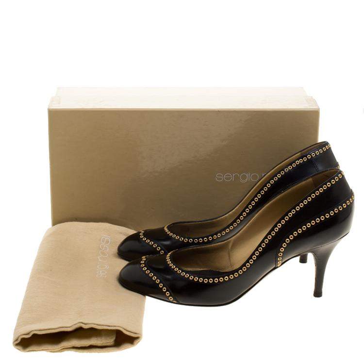 Pre Owned Sergio Rossi Black Leather Pumps Size 40