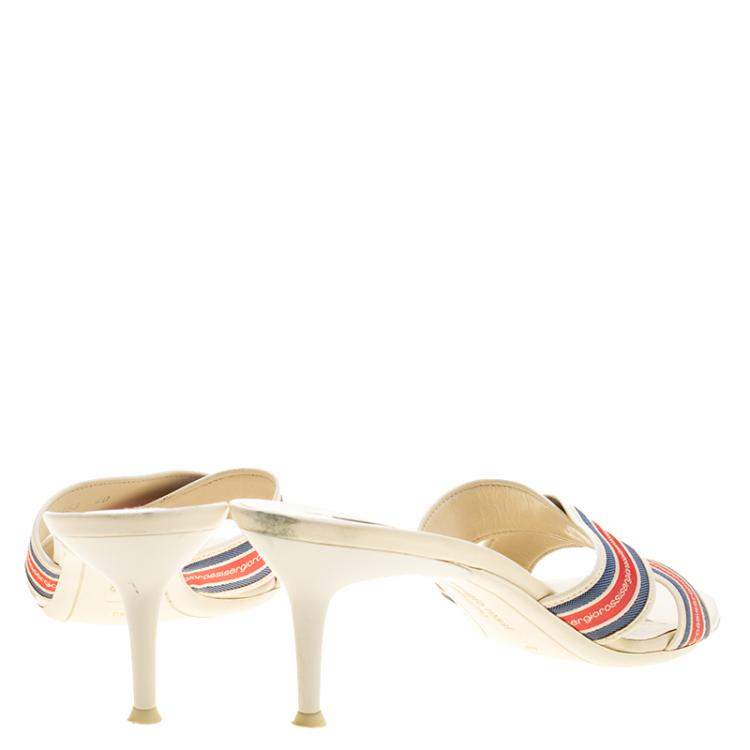 Pre Owned Sergio Rossi Multicolor Fabric and Leather Mules Size 40