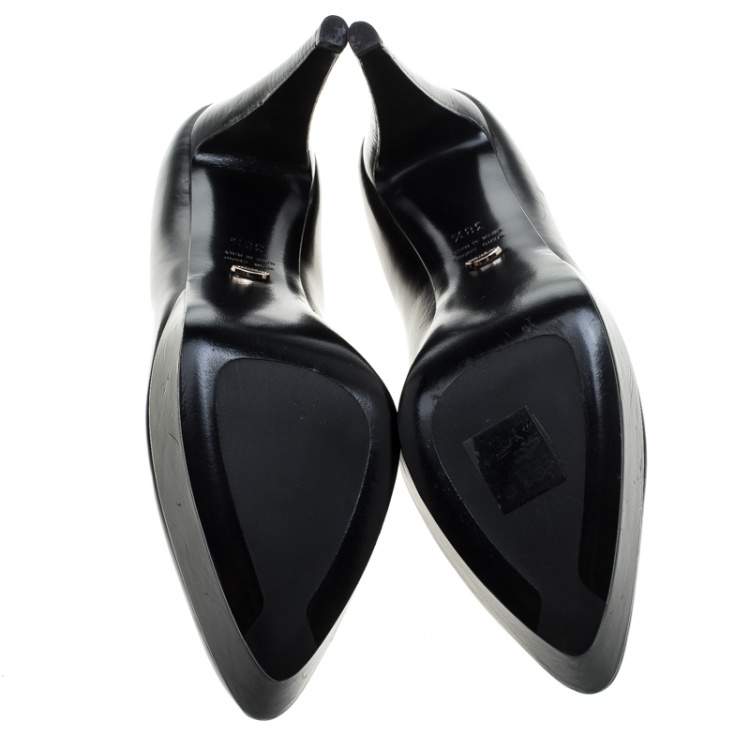 Pre Owned Sergio Rossi Black Leather Platform Pumps Size 38.5