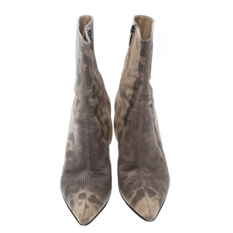 Pre Owned Sergio Rossi Two Tone Karung Pointed Toe Ankle Boots Size 38