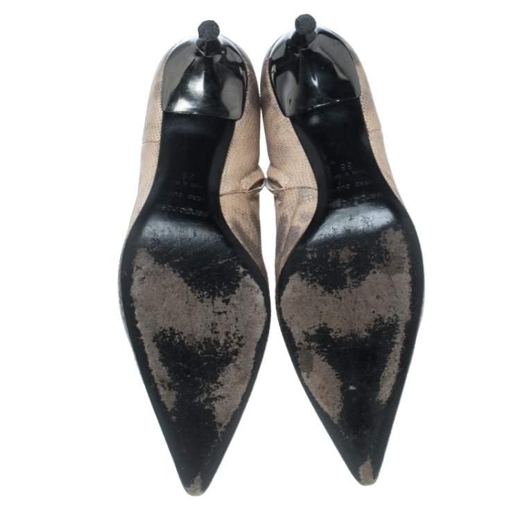 Pre Owned Sergio Rossi Two Tone Karung Pointed Toe Ankle Boots Size 38