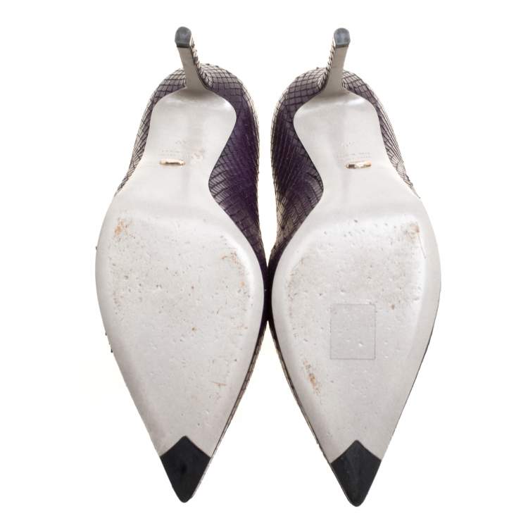 Pre Owned Sergio Rossi Purple Python Pointed Toe Pumps Size 39