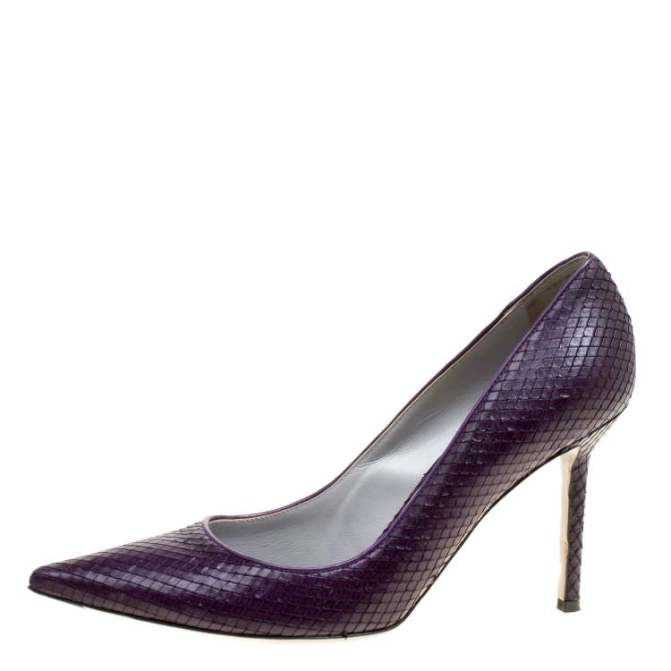 Pre Owned Sergio Rossi Purple Python Pointed Toe Pumps Size 39