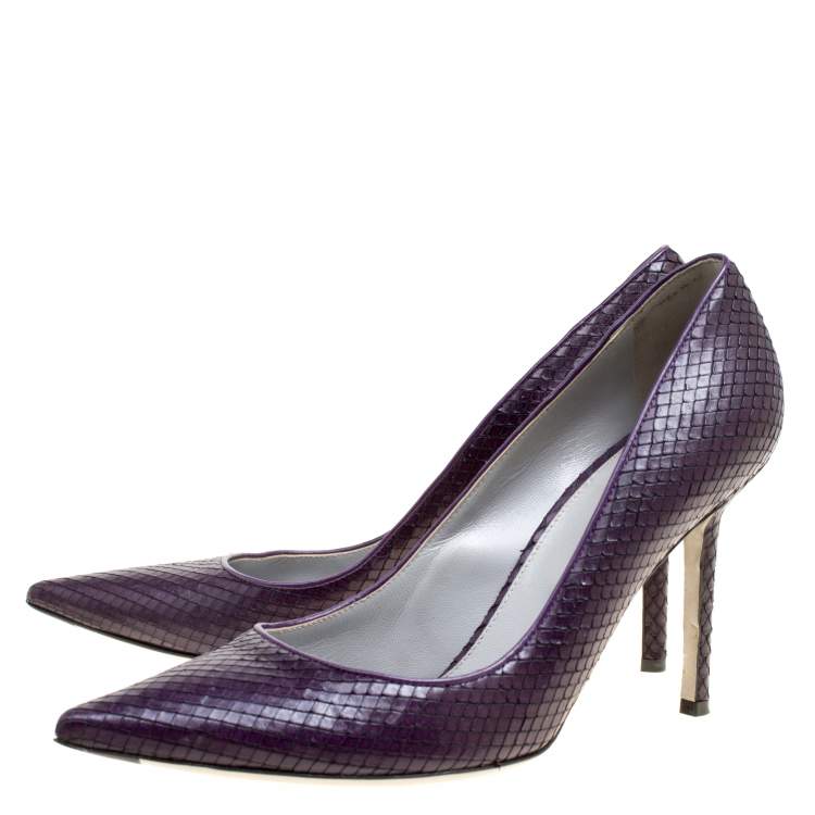 Pre Owned Sergio Rossi Purple Python Pointed Toe Pumps Size 39